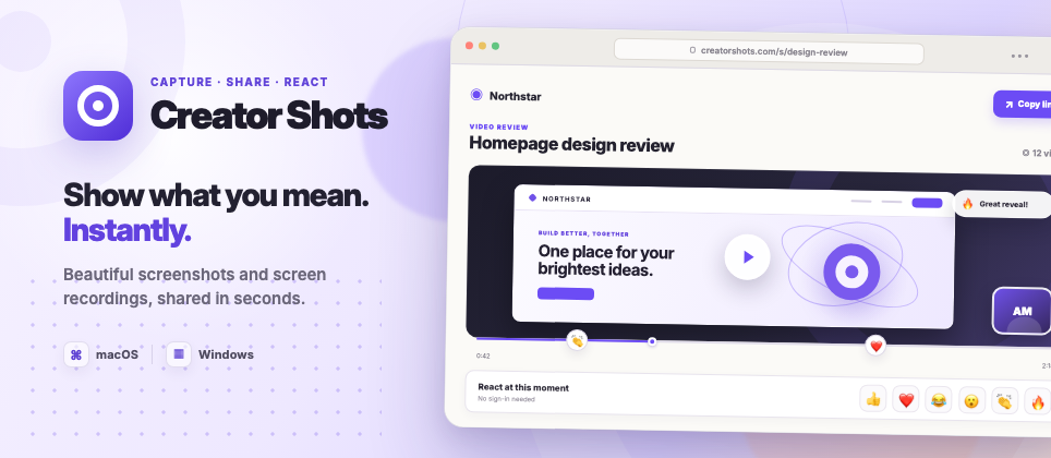 Creator Shots screen capture product preview